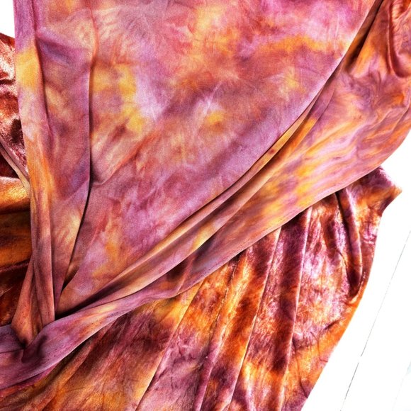 Poly Velvet Tye Dye 2 yrds Soft Purple Orange yellow Vtg - Picture 8 of 8